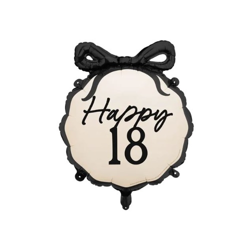 53cm Happy 18 Black Foil Balloon #PDFB26618 - Each (Pkgd.)