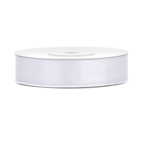 Ribbon Satin White 25M long x 12mm wide #PDTS12008 - Each