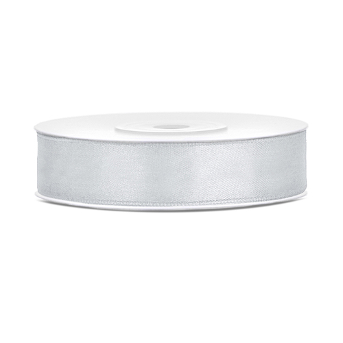 Ribbon Satin Silver 25M long x 12mm wide #PDTS12018 - Each