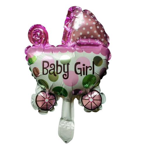 22cm Blue Baby Pram Foil Balloon  #SF-BABYPRAM-BLU - Each (Inflated, supplied air-filled on stick)