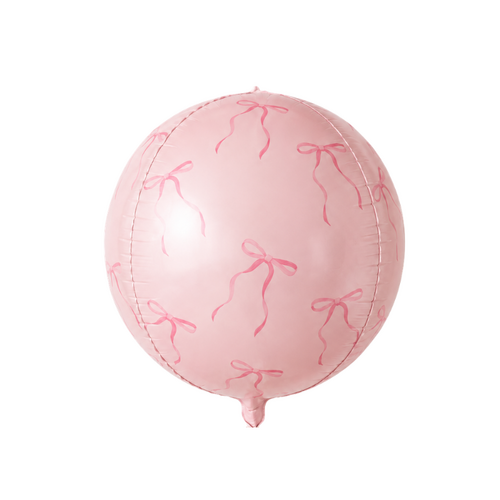 Pink Bow Round Ball Foil Balloon 63cm - #SF-BALL-WHT-BOW (pkgd)