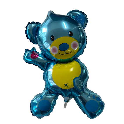 22cm Blue Bear Foil Balloon  #SF-BEAR-BLU-22 - Each (Inflated, supplied air-filled on stick)