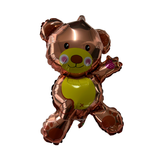 22cm Brown Bear Foil Balloon  #SF-BEAR-BRN-22 - Each (Inflated, supplied air-filled on stick)