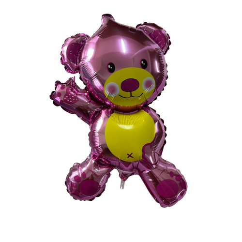 22cm Pink Bear Foil Balloon  #SF-BEAR-PNK-22 - Each (Inflated, supplied air-filled on stick)