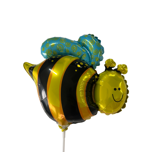 22cm Bee Foil Balloon  #SF-BEE-22 - Each (Inflated, supplied air-filled on stick)
