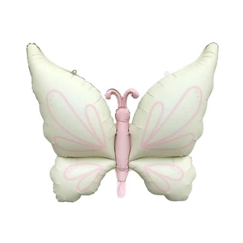 Cream and Pink Fairy Butterfly Foil Balloon 73cm - #SF-BF-WHT-V2 (pkgd)