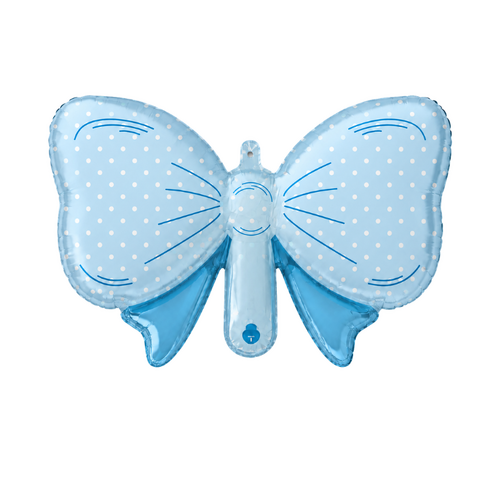 22cm Blue Bow Foil Balloon #SF-BOW-BLU-22 - Each (Inflated, supplied air-filled on stick)