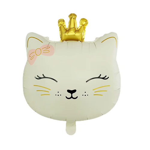 Crown Cat Foil Balloon Helium/Airfilled 60cm - #SF-CROWNCAT-CRM Each(Pkgd).