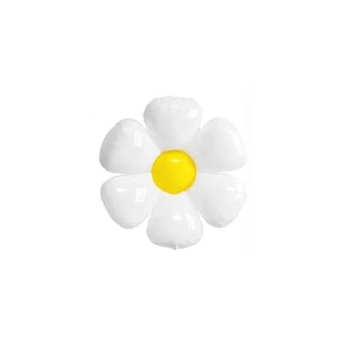 White Daisy Foil Balloon 42cm Airfilled Only  - #SF-DAISY-WHT-AIR (pkgd)