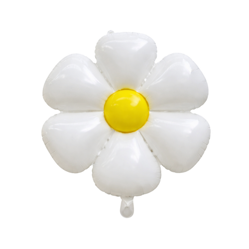 Daisy Flower Foil Balloon Helium/Airfilled 110cm - #SF-DAISY-WHT-XL - Each (Pkgd).