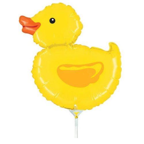 22cm Rubber Ducky Foil Balloon  #SF-DUCKY-22 - Each (Inflated, supplied air-filled on stick)