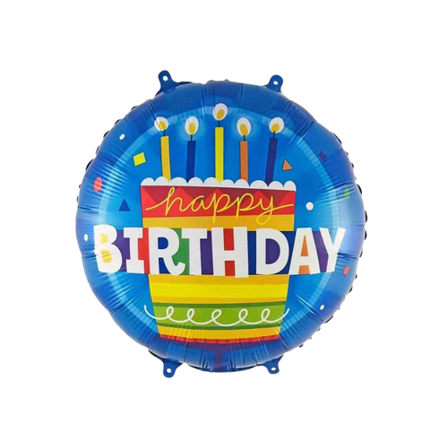 45cm Happy Birthday Blue Cake Foil Balloon - #SF-HB-BLUCAKE (Pkgd).