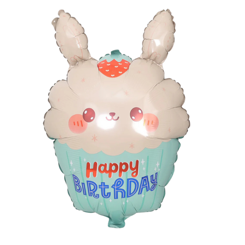Happy Birthday Bunny Cupcake Helium/Airfilled 52cm - #SF-HB-BUNNY-CAKE Each (Pkgd).