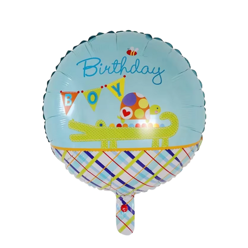 45cm Happy Birthday Crocodile Round Foil Balloon - #SF-HB-CROC (Pkgd).