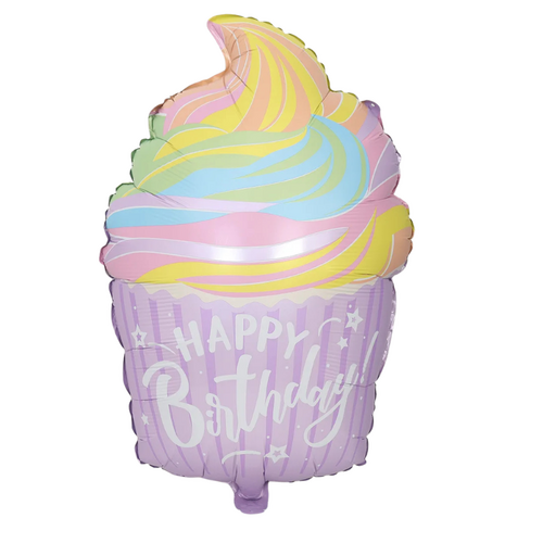Happy Birthday Cupcake Helium/Airfilled 65cm - #SF-HB-CUPCAKE Each (Pkgd).