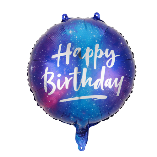 45cm Happy Birthday Galaxy Round Foil Balloon - #SF-HB-GALAXY (Pkgd).