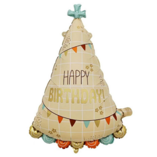 Happy Birthday Party Hat Foil Balloon Helium/Airfilled 68cm - #SF-HB-PARTYHAT Each(Pkgd).