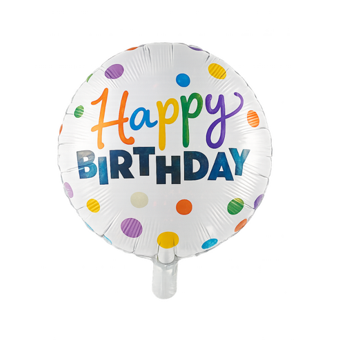 45cm Happy Birthday Polka Dot Foil Balloon - #SF-HB-POLKADO (Pkgd).