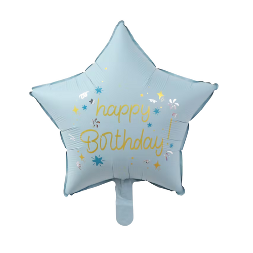 45cm Star Happy Birthday Foil Balloon Blue - #SF-HB-STAR-BLU (Pkgd).