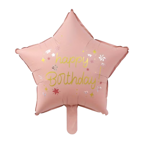 45cm Star Happy Birthday Foil Balloon Pink - #SF-HB-STAR-PNK (Pkgd).