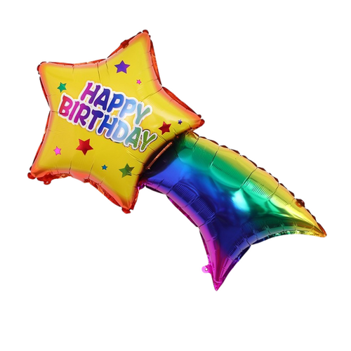 Happy Birthday Shooting Star Helium/Airfilled 99cm - #SF-HB-STAR-SHOOTING Each (Pkgd).