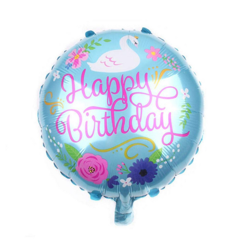 45cm Happy Birthday Swan Lake Round Foil Balloon - #SF-HB-SWAN (Pkgd).