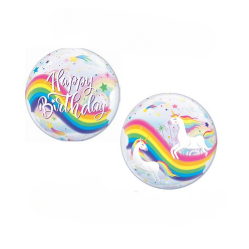 45cm Happy Birthday Unicorn Bubble Balloon - #SF-HB-UNICORN-BUBBLE (Pkgd).