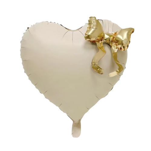 Cream Heart Bow Foil Balloon 45cm - #SF-HEART-BOW-CRM (pkgd)