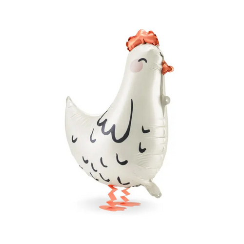 White Hen Foil Balloon Helium/Airfilled 50cm - #SF-HEN-WHT Each (Pkgd).