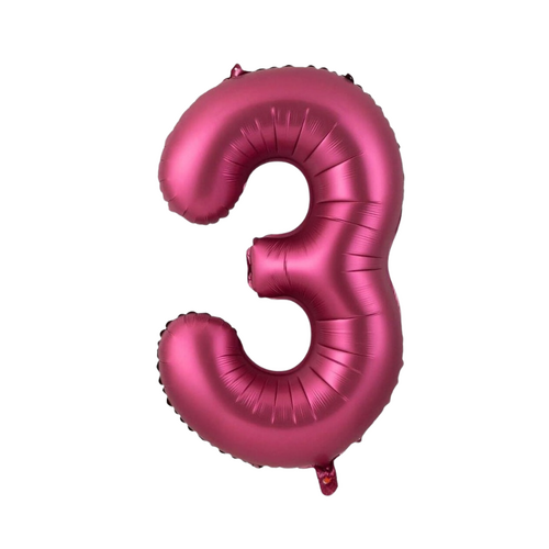 86cm Number 3 Foil Balloon Burgundy - #SF-NMBR-BUR-3 - Each (Pkgd)