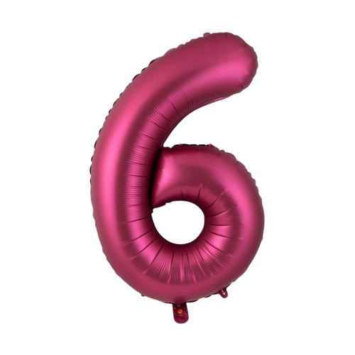 86cm Number 6 Foil Balloon Burgundy - #SF-NMBR-BUR-6 - Each (Pkgd)