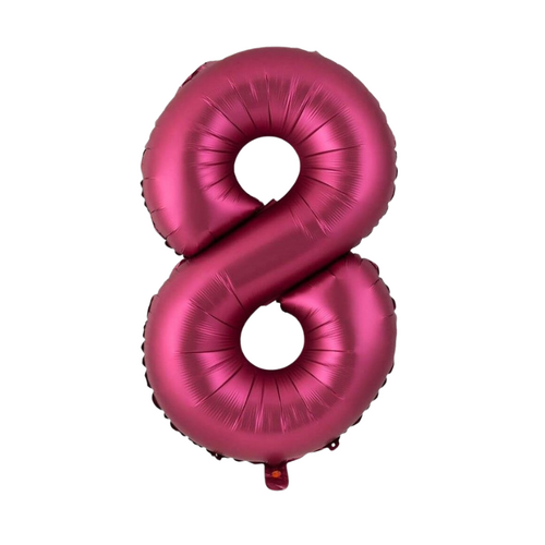 86cm Number 8 Foil Balloon Burgundy - #SF-NMBR-BUR-8 - Each (Pkgd)