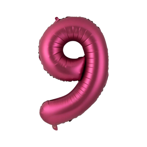 86cm Number 9 Foil Balloon Burgundy - #SF-NMBR-BUR-9 - Each (Pkgd)