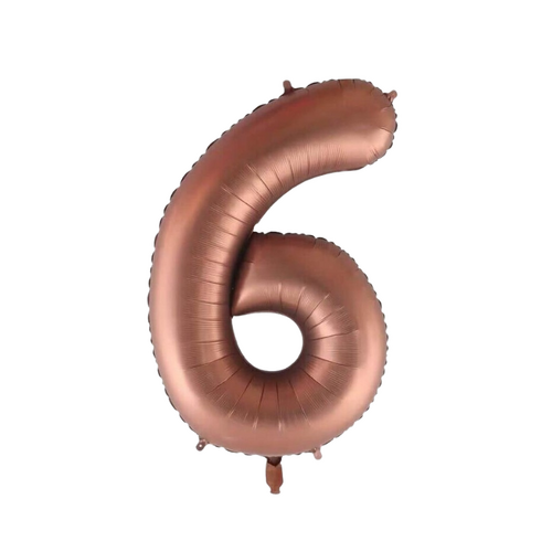 86cm Number 6 Foil Balloon Coffee - #SF-NMBR-COF-6 - Each (Pkgd)