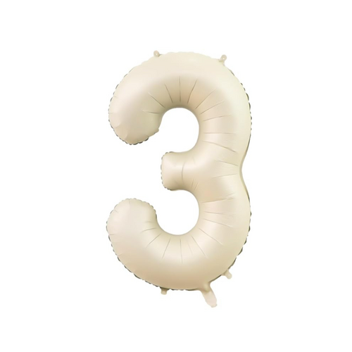 86cm Number 3 Foil Balloon Cream - #SF-NMBR-CRM-3 - Each (Pkgd)