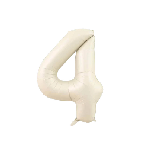 86cm Number 4 Foil Balloon Cream - #SF-NMBR-CRM-4 - Each (Pkgd)