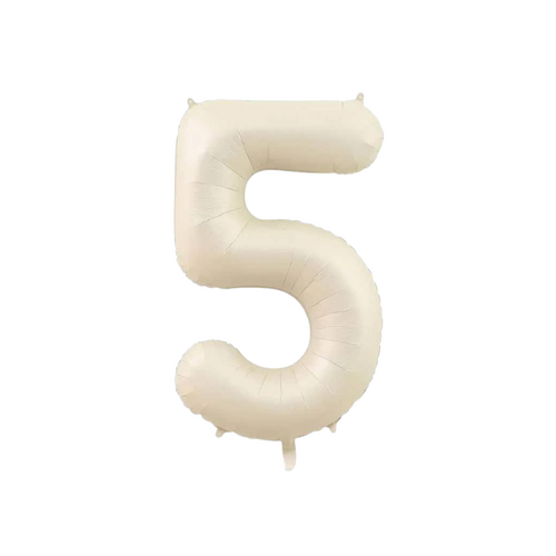 86cm Number 5 Foil Balloon Cream - #SF-NMBR-CRM-5 - Each (Pkgd)