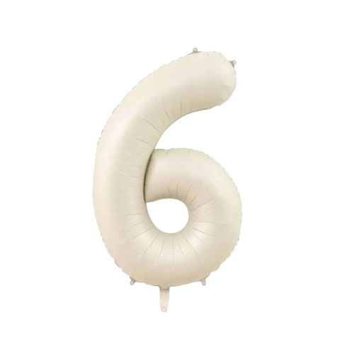 86cm Number 6 Foil Balloon Cream - #SF-NMBR-CRM-6 - Each (Pkgd)