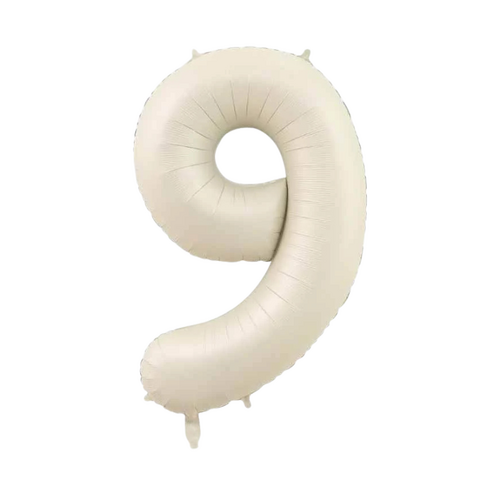 86cm Number 9 Foil Balloon Cream - #SSF-NMBR-CRM-9 - Each (Pkgd)