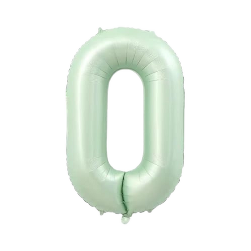 86cm Number 0 Foil Balloon Sage - #SF-NMBR-SAGE-0 - Each (Pkgd)