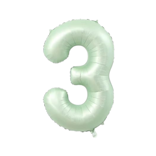 86cm Number 3 Foil Balloon Sage - #SF-NMBR-SAGE-3 - Each (Pkgd)