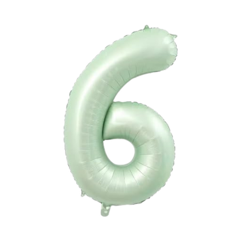 86cm Number 6 Foil Balloon Sage - #SF-NMBR-SAGE-6 - Each (Pkgd)