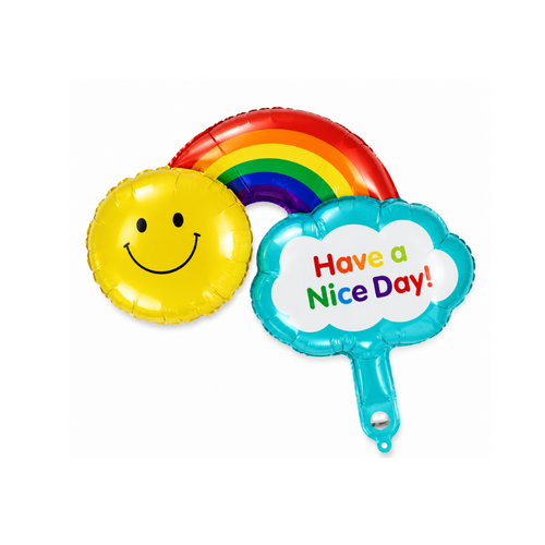 22cm Rainbow Sun Have A Nice Day #SF-RAINBOWSUN-22 - Each (Inflated, supplied air-filled on stick)