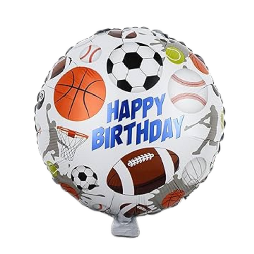 45cm Happy Birthday Sports Round Foil Balloon - #SF-SPORTS-HB (Pkgd).