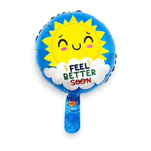 22cm Happy Sun Get Well Soon #SF-SUN-22 - Each (Inflated, supplied air-filled on stick)