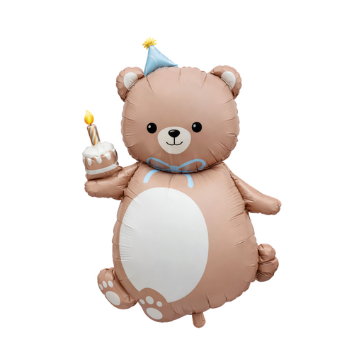 Society Birthday Bear Chocolate Foil Balloon Helium/Airfilled 99cm - #SFBEARBDAYCHOC Each (Pkgd).