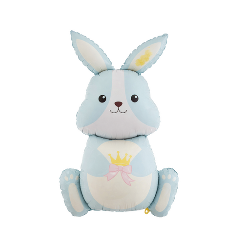 Society Blue Bunny Foil Balloon Helium/Airfilled 103cm #SFBUNNYBLU- Each (Pkgd)