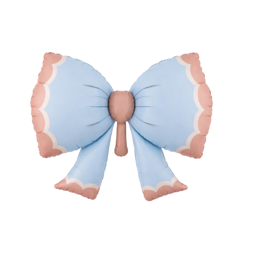 Society Blue Matte Bow Foil Balloon Helium/Airfilled # SFLATTEBOWBLU- Each (Pkgd).