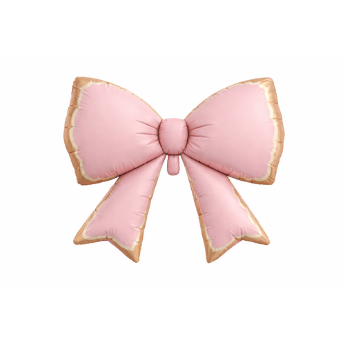 Society Matte Pink and Creme Bow Foil Balloon #SFLATTEBOWPNK- Each (Unpkgd.)