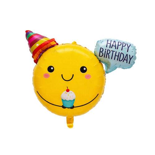 Happy Birthday Smiley Face Foil Balloon Helium/Airfilled 75cm - #SFSMILEYHBD - Each (Pkgd).